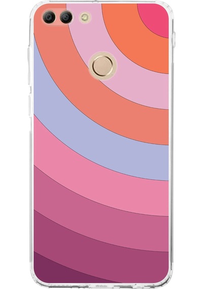 Huawei Y9 2018 Uyumlu Kamera Korumalı Renk Cümbüşü F Tasarımlı Şeffaf Silikon Kılıf