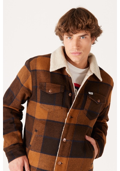Wrangler Loose Fit Rahat Kesim Dik Yaka Kahverengi Ekoseli Sherpa Ceket W4E0XZY80 Kahverengi Wrangler Loose Fit Rahat Kesim Dik Yaka Kahverengi Ekoseli Sherpa Ceket W4E0XZY80 Kahverengi
