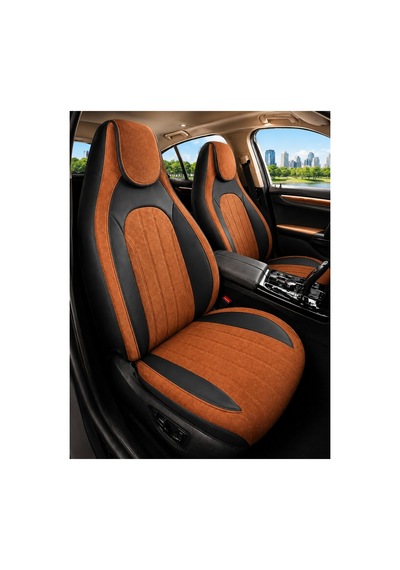 Dacia Logan 2004 Ve Sonrası Ortopedik Tay Tüyü Koltuk Kılıfı Tokyo Serisi Taba Siyah