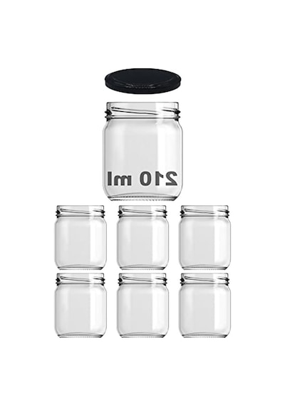 10-1000 Ml Farklı Boyutlarda 6 Adet Kavanoz, Metal Kapaklı, Şeffaf Cam Tasarım 2.8 L