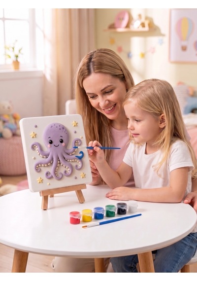 15x15 Sevimli Ahtapot Taş Boyama Seti Çocuk Ve Yetişkin Hobi Kiti
