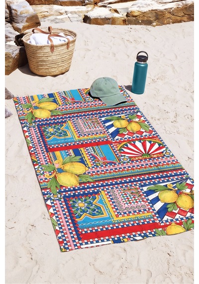 Limon Desenli Akdeniz Marin Plaj Havlusu - Sicilya Esintili Renkli Hızlı Kuruyan Mikrofiber Havlu Yumuşak Menekşe Limon Desenli Akdeniz Marin Plaj Havlusu - Sicilya Esintili Renkli Hızlı Kuruyan Mikrofiber Havlu Yumuşak Menekşe