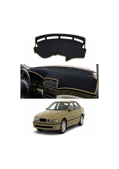 Bmw 5 Serisi E39 1995-2004 Uyumlu Torpido Koruma Kılıfı - Taba Şeritli