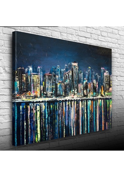 Gökdelenler Ve Suya Yansıması Kanvas Tablo 50 X 70