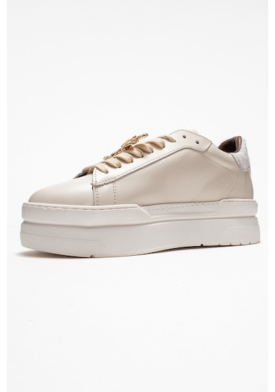 Luvishoes Luvi Shoes Laren Ekru Cilt Hakiki Deri Tokalı Kadın Günlük Spor Ayakkabı Ekru
