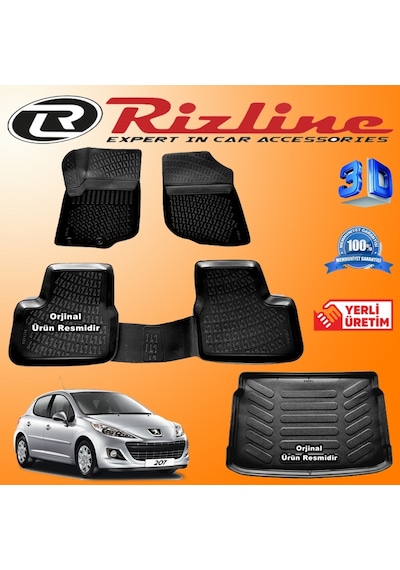 Peugeot 207 Hb 3D Paspas + Bagaj Havuzu 2006-2012 Arası Rizline N11.32388
