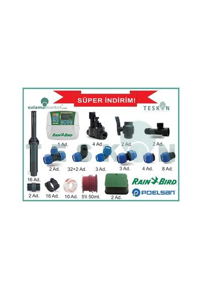 Rainbird Otomatik Çim Sulama Sistemi Bahçe Sulama Paketi 150Mt2