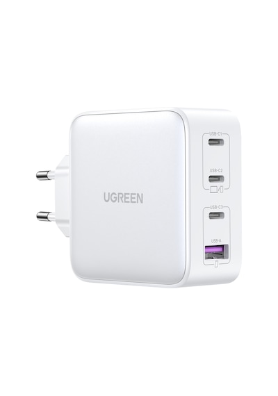 Ugreen Nexode Gan X 100w Hızlı Şarj Cihazı 4 Portlu Pd Qc 3xusb-c, 1xusb-a, Beyaz, 15337 -