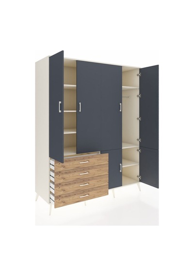 Kronos Gardrop 7 Raflı 4 Çekmeceli Tek Askılı 176x59x221 Aytaşı-antrasit/çam Antrasit/çam Kronos Gardrop 7 Raflı 4 Çekmeceli Tek Askılı 176x59x221 Aytaşı-antrasit/çam Antrasit/çam