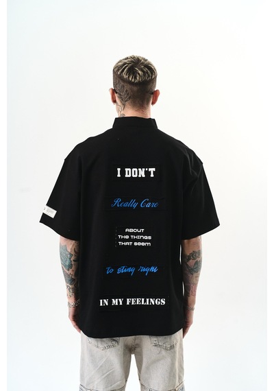 Respire Erkek I Don't Nakışlı Oversize T-shirt Siyah