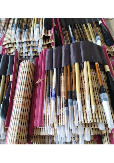 Çini Tahrir, Seramik Boyama, Çini Boyama, Vazo, Sırlama, Resim, Hasır Fırçalık, Brush Yazı-18 Parça