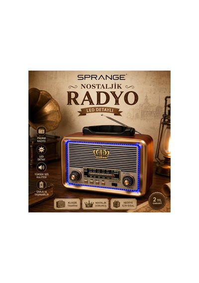 Ns-7217bt Bluetooth Nostaljik Radyo Fm/am/sw 3 Bant Usb Bellek Tf Kart Destekli Şarjlı Mp3 Müzik Çalar