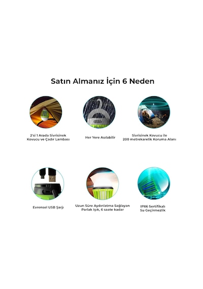 Bix KL-01 Sivrisinek Kovucu Dış İç Mekan Elektrikli Şarj Edilebilir Lamba
