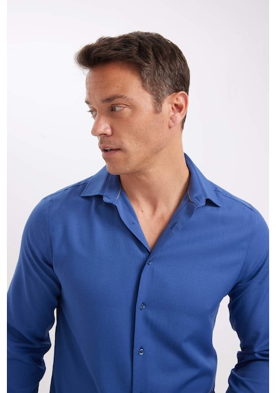DeFacto Modern Fit Polo Yaka Poplin Uzun Kollu Gömlek R4340AZNSIN239