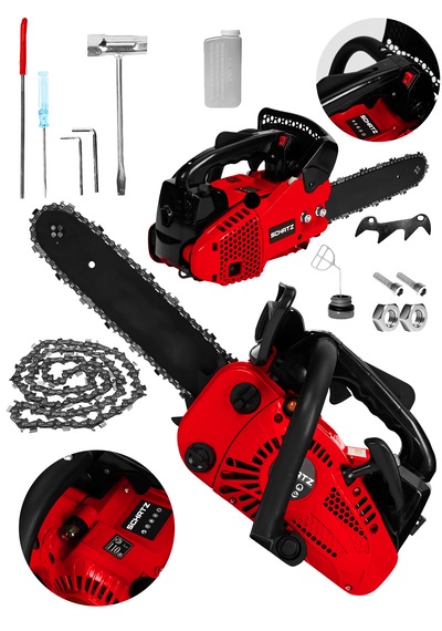 Schatz 25cc Mini Benzinli Testere Ağaç Odun Dal Budama Ve Kesme Testeresi Hızar Motoru 35cm Testere Kırmızı