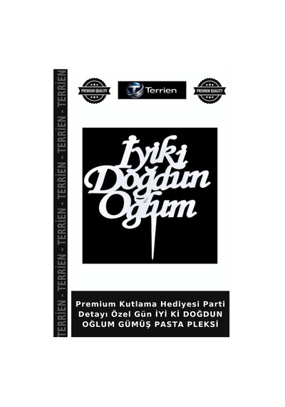 Premium Kutlama Hediyesi Parti Detayı Özel Gün İyi Ki Doğdun Oğlum Gümüş Pasta Pleksi