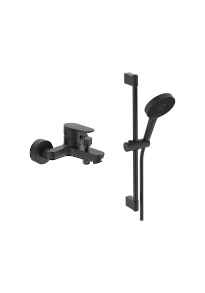 Ideal Standard Cerafine O Banyo Bataryası + Idealrain Duş Seti 2 Fonksiyonlu Mat Siyah 2 Parça Bc500xg BD142XG Siyah