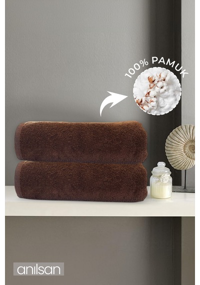 2'li Kahve Banyo Havlusu - 70x140 Cm, 490 Gr, %100pamuk, Spa Ve Otel Havlusu, Günlük Kullanıma Uygun Kahverengi