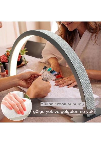 Taşlı Profesyonel Yarım Ay Ring Light Stand Led Işık Tırnak Kirpik Işık Led Manikür Işık Led