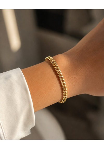 Gold Zincir Model Bileklik Kalın Zincir Tasarım Kadın Bileklik Çok Renkli