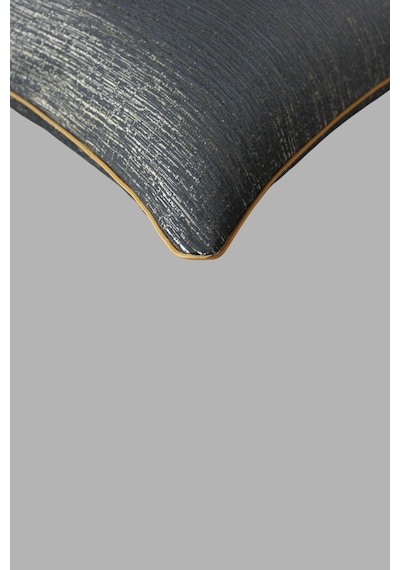 Kırlent Kılıfı Çizgili Desenli Jakarlı Dokuma Kumaş 2'li 45x45 Ve 35x50 Çift Taraflı Biyeli Füme