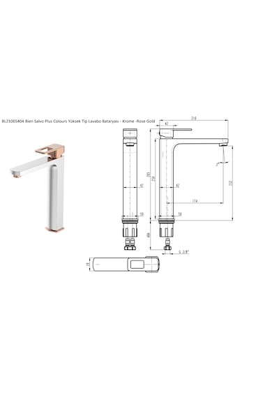 Salvo Plus Colours Yüksek Tip Lavabo Bataryası Krom-rose Krom - Rose