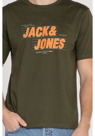 Jack & Jones Erkek Gögüs Logo Baskili %100 Pamuklu Tişört - Stars - 12255031 Forest Night