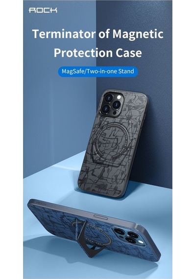 Rock Space Apple Uyumlu iPhone 13 Pro Kılıf Moca Serisi Mag Safe Standlı - Gri Gri