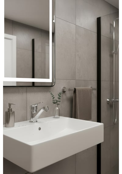 Decordem Banora Liza, Krom Küçük Lavabo Bataryası, Paslanmaz Pirinç Gövde, Su Tasarruflu Perlatörlü Musluk Krom
