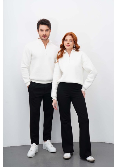 Dı Lorıa Sevgili Kombin 4 Lü Kadın&erkek Siyah-beyaz Sweatshirt Pantolon Alt-üst Takım Siyah - Beyaz