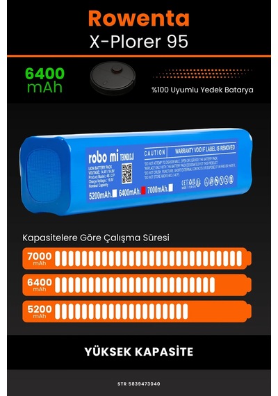 Rowenta X-plorer 95 6400mah Robot Süpürge Bataryası