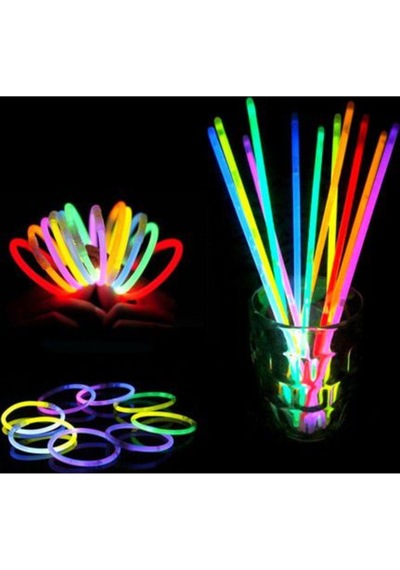 100 Adet Glow Stick Fosforlu Çubuk Renkli Parti Çubuğu Bileklik