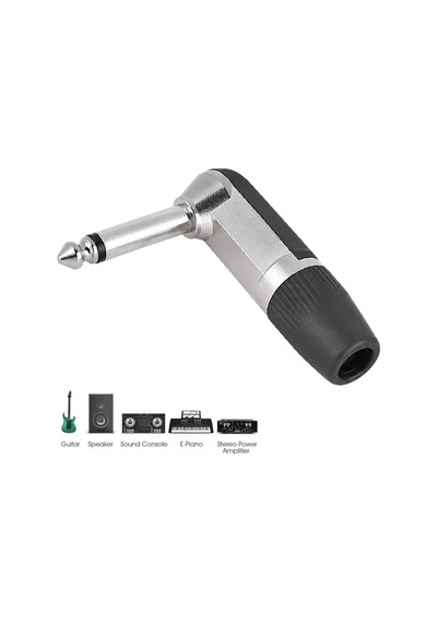 Hubrendy Sh Powermaster Pm-11254 6.3 Mm Mono L Tip Plastik Gövde Metal Uç Gitar Jack
