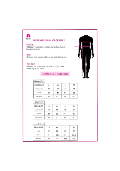 3'lü Çizgili Pamuklu Pijama Takımı Kk30134 Bordo - Pembe