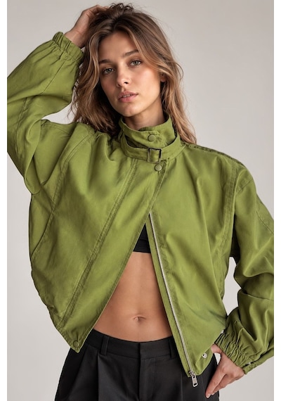 Hiccup Oversize Dik Yaka Ceket Yeşil