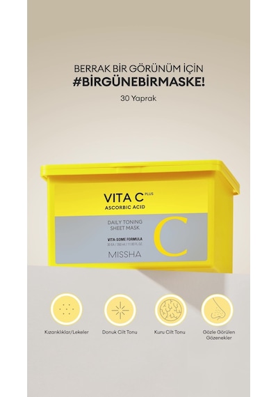 Missha C Vitamini İçerikli Leke Karşıtı Günlük Yaprak Maske Vita C Plus Daily Toning Mask