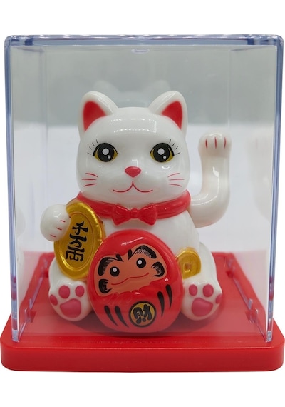 Maneki Neko El Sallayan Mini Şans Kedisi Beyaz Solar Güneş Enerjili 5x5cm S1byz01