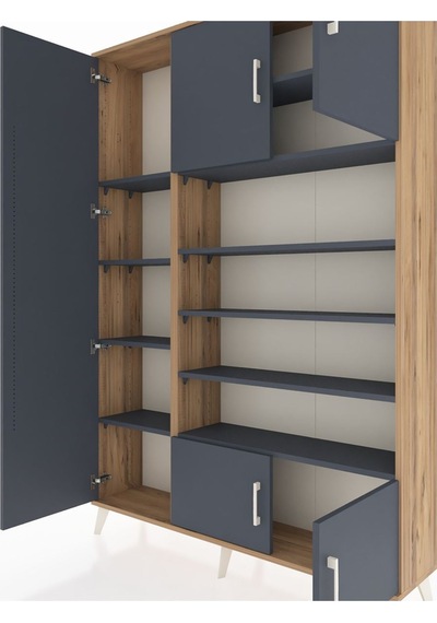 Arges Dolap 10 Raflı 5 Kapaklı 132x30x195 Çam-antrasit/antrasit Çam Arges Dolap 10 Raflı 5 Kapaklı 132x30x195 Çam-antrasit/antrasit Çam