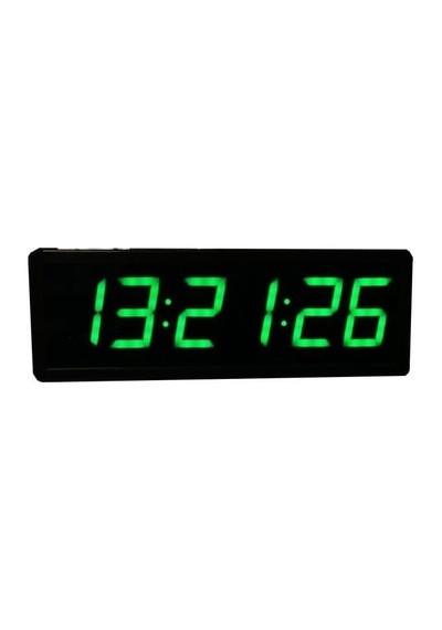 Tr Saniyeli Dijital Led Duvar Ve Masa Saati - Yeşil Kasa Ölçüsü: 12x35 Cm Diğer