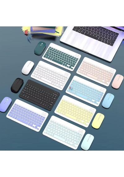 Tüm Ipad Modelleri İle Uyumlu Bluetooth Özellikli Klavye Mouse Set Lavanta