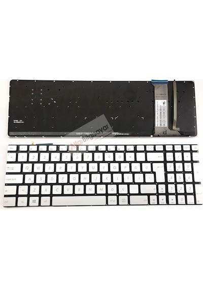 Asus Uyumlu ROG G552, G552V Klavye Işıklı Gümüş Gri Renk TuşTakım