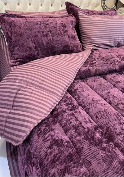 Home Kadife Confort 6 Parça Çift Kişilik 230 X 240 Uyku Seti Pembe