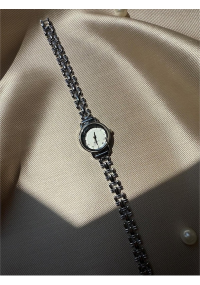 Retro Minimal Hasır Kordon Vintage Kadın Kol Saati Gümüş Gümüş