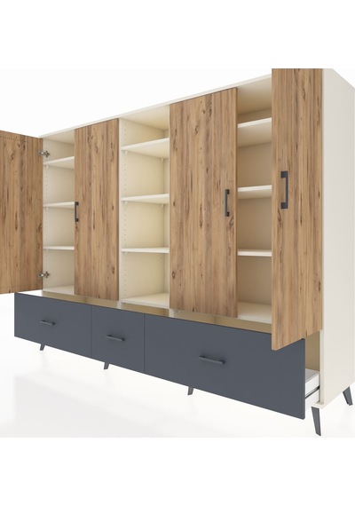 Hyperion Dolap 12 Raflı 3 Çekmeceli 4 Kapaklı 220x44x163 Aytaşı-ç Aytaşı-çam/antrasit Hyperion Dolap 12 Raflı 3 Çekmeceli 4 Kapaklı 220x44x163 Aytaşı-ç Aytaşı-çam/antrasit