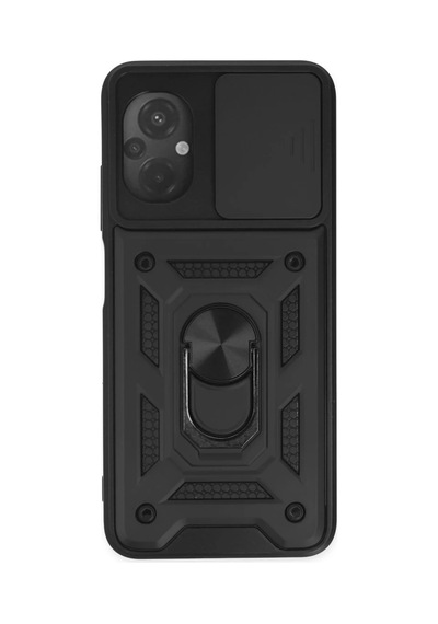 Xiaomi Poco M5 Uyumlu Kılıf Pars Lens Yüzüklü Silikon - Siyah