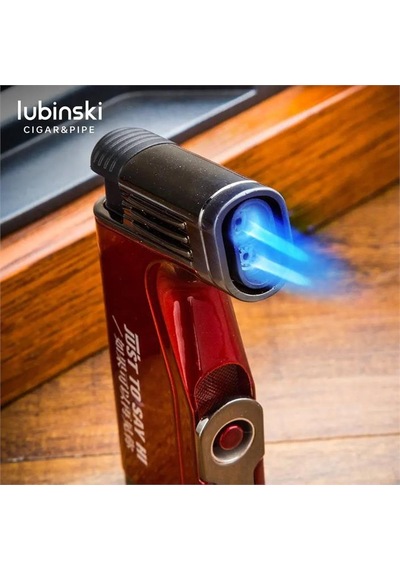 Lubinski Cigar Delicili Çift Torch Puro Çakmağı Kırmızı Lb-142