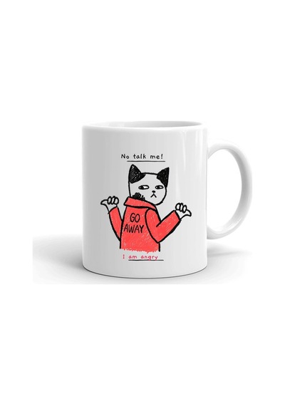 No Talk Me Im Angy Kedi Baskılı Seramik Beyaz Kupa 2