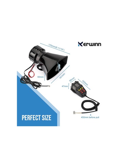 Kerwınn Araba Siren Korna Mikrofonlu 7 Ton, Mikrofonlu 12v 100w Acil Ses Amplifikatörü Pa Hoparlör Sistemi Ambulans Y