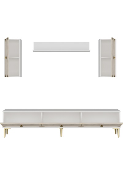 Tvr1897btg Alfa Tv Ünitesi Takımı Beyaz-traverten-gold 180cm