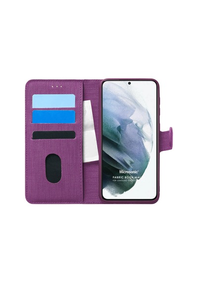 Microsonic Samsung Uyumlu Galaxy S21 Plus Kılıf Fabric Book Wallet